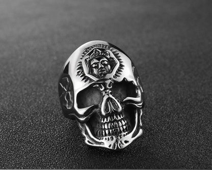 Men's Titanium Steel Skull Ring – Silver Punk Personality Statement Band