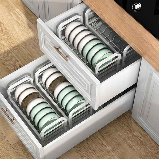 Double-Layer Carbon Steel Dish Rack & Kitchen Storage Rack with Chopstick Canister