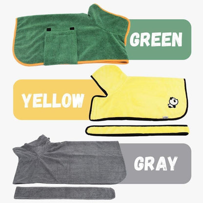 Microfibre Dog Bathrobe | Super Absorbent Quick-Dry Coat with Hook & Loop