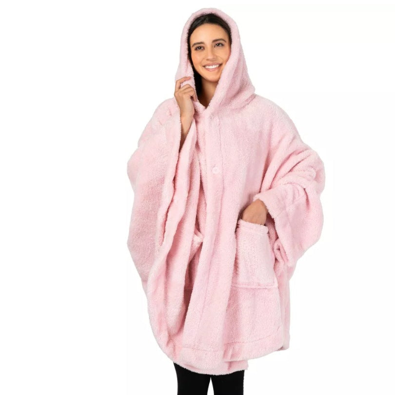 Hooded Cardigan Bathrobe | Thick Polyester | Free Size | Pink, Gray & Black