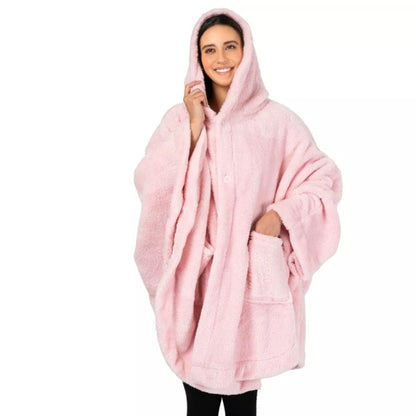 Hooded Cardigan Bathrobe | Thick Polyester | Free Size | Pink, Gray & Black