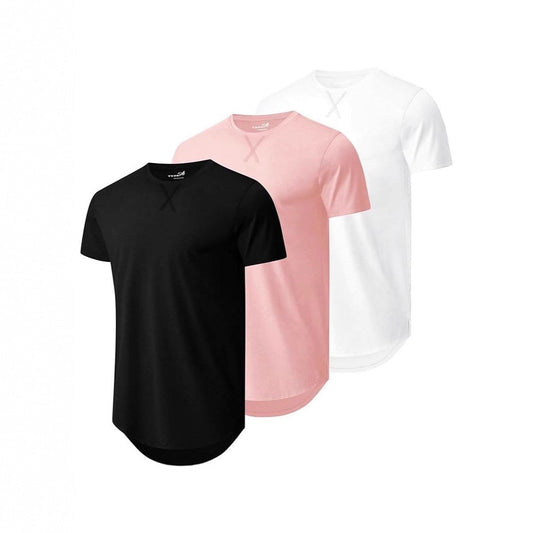 Men's Printed Mesh Cotton Blend T-Shirt - Loose Fit Crew Neck 14 Colours S-3XL