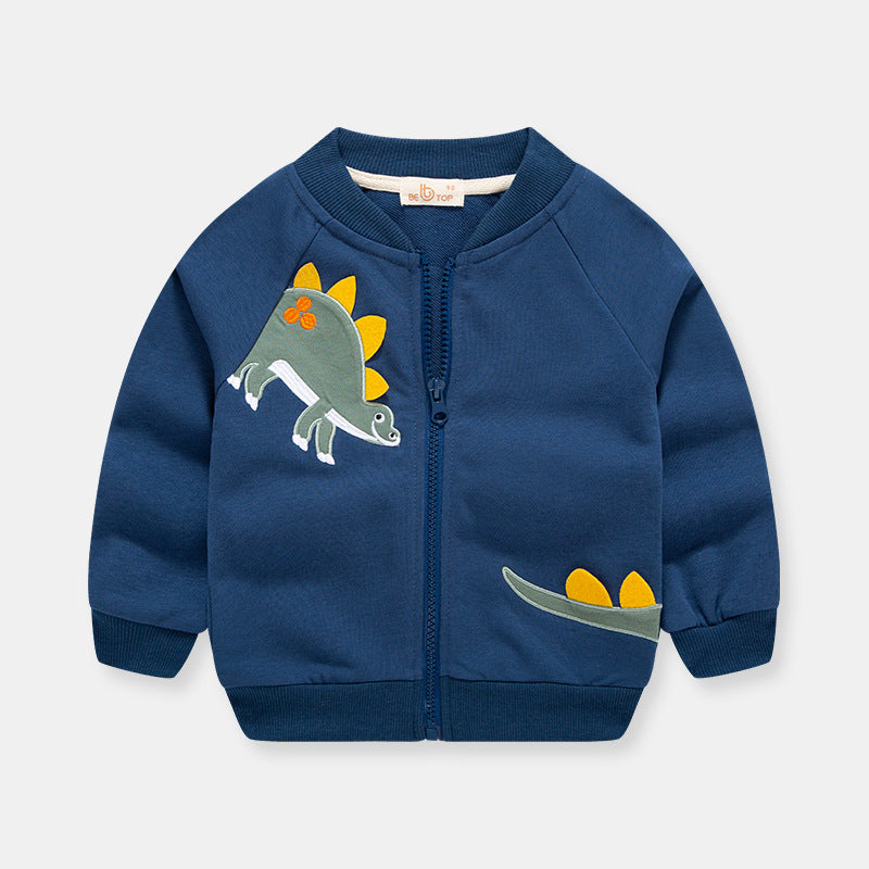 Children's Cartoon Zip-Up Jacket | Cotton Baseball Cardigan for Kids