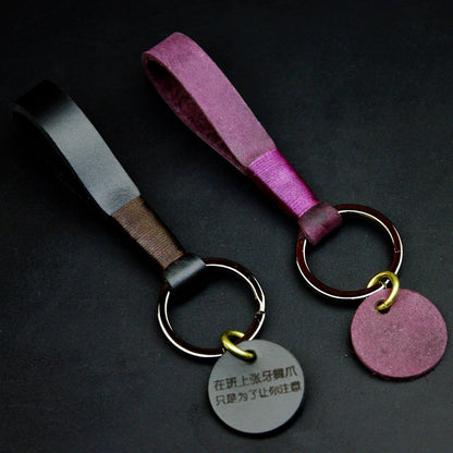 Genuine Cowhide Leather Keychain | Minimalist Skin-Grain Strap | 7 Colours