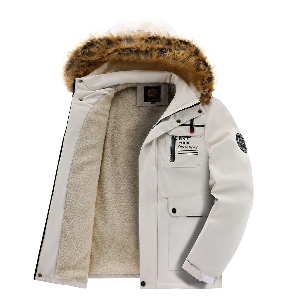 Men's Fleece-Lined Mid-Length Parka Coat | Warm Casual Outerwear