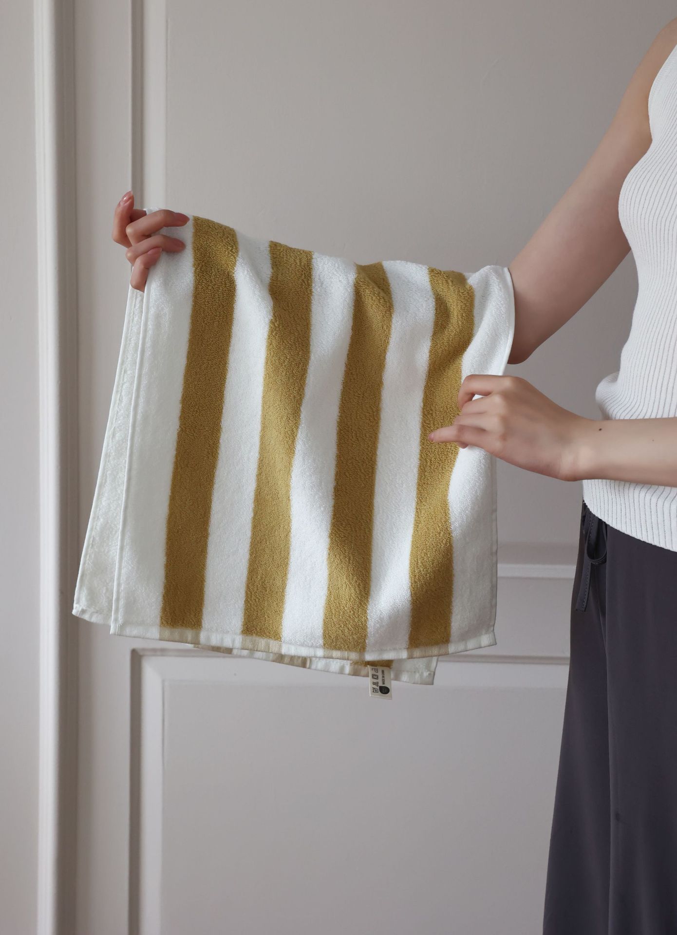 Wide Stripe Combed Cotton Towel | Retro Mori Style | 4 Colours | S, L or Set