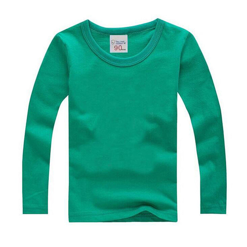Kids Solid Colour Long Sleeve Cotton T-Shirt – 8 Colours