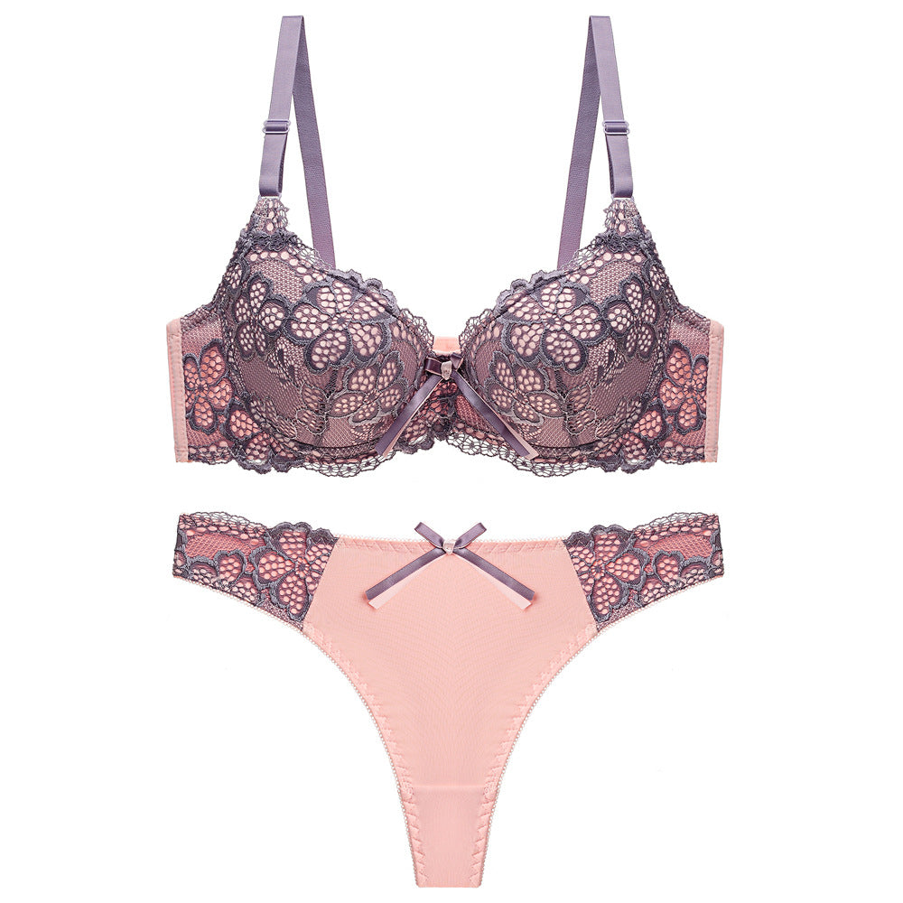 Women's Push-Up Lace Bra Set | Adjustable Detachable Strap