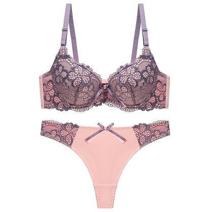 Women's Push-Up Lace Bra Set | Adjustable Detachable Strap