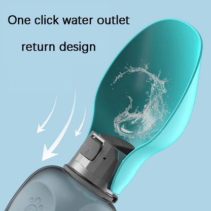 Portable Dog Water Bottle — 800ml Leak-Proof Travel Drinking Bottle with Fold-Out Trough
