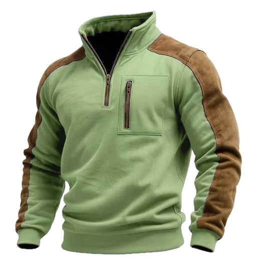 Men's Stand Collar Zip-Up Sweatshirt | Loose Fit | S–3XL