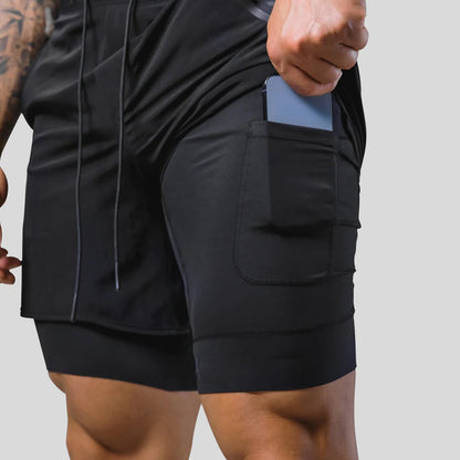 Men's Double Layer Running Shorts | Lined Polyester Active M-3XL
