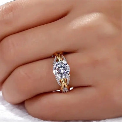 Gold Zircon U-Shape Ring | Light Luxury Geometric Copper Ring for Women