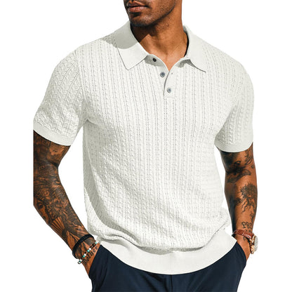 Men's Short Sleeve Knitted Cardigan Shirt - Slim Fit Summer Top 5 Colours