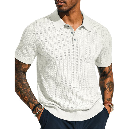 Men's Short Sleeve Knitted Cardigan Shirt - Slim Fit Summer Top 5 Colours