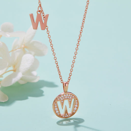 Moissanite Letter W Necklace | Platinum-Plated S925 Silver | GRA Certified