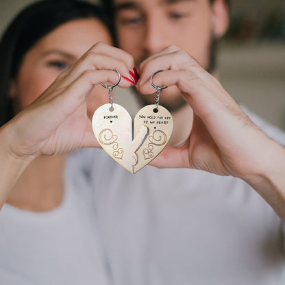 Engraved Wooden Love Couple Keychain | Romantic Gift Set