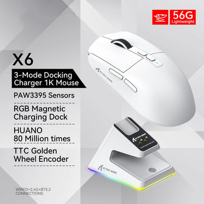 X6 Three-Mode Wireless Gaming Mouse - RGB Bluetooth USB
