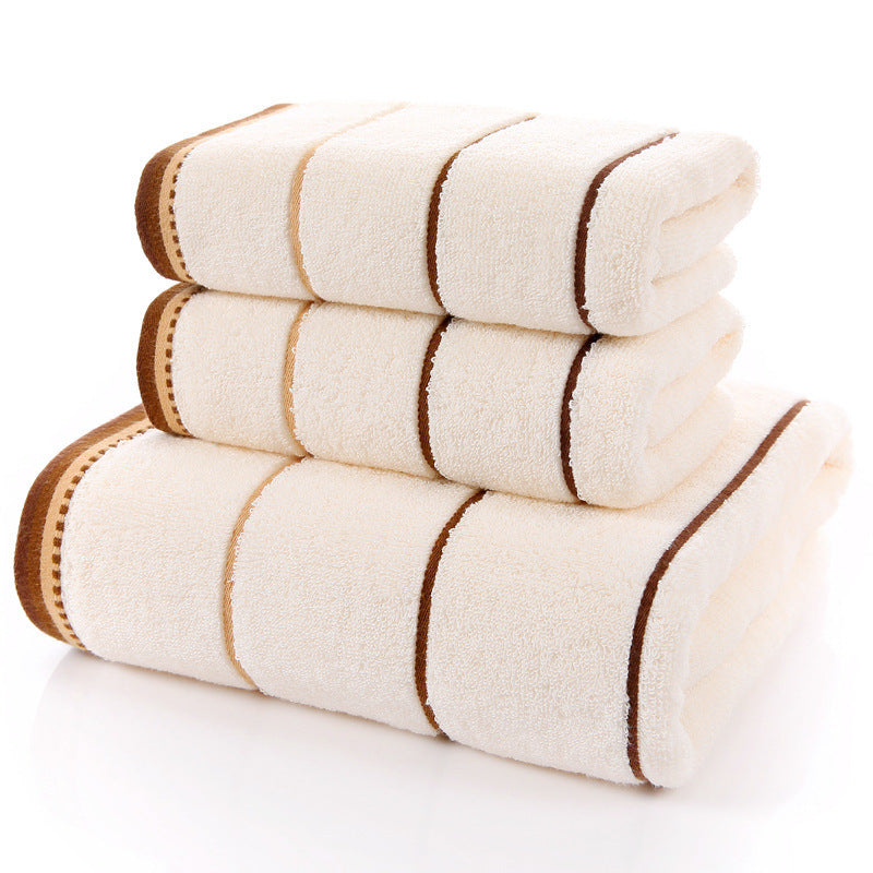 Embroidered Cotton Hotel Towel Set | 3-Piece Jacquard Bath & Hand Towels
