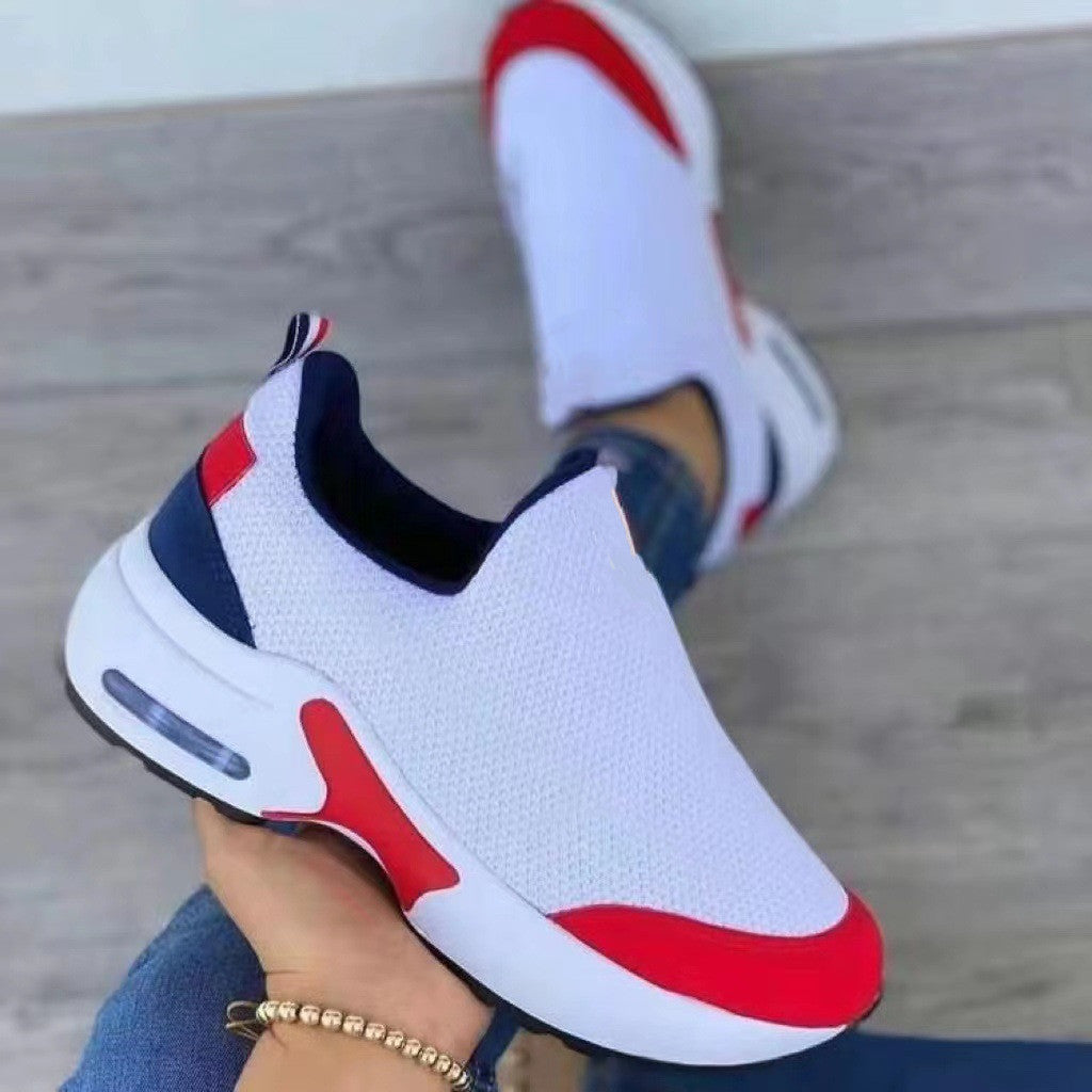 Women's Stretch Knit Round-Toe Sneakers – Lightweight Low Heel