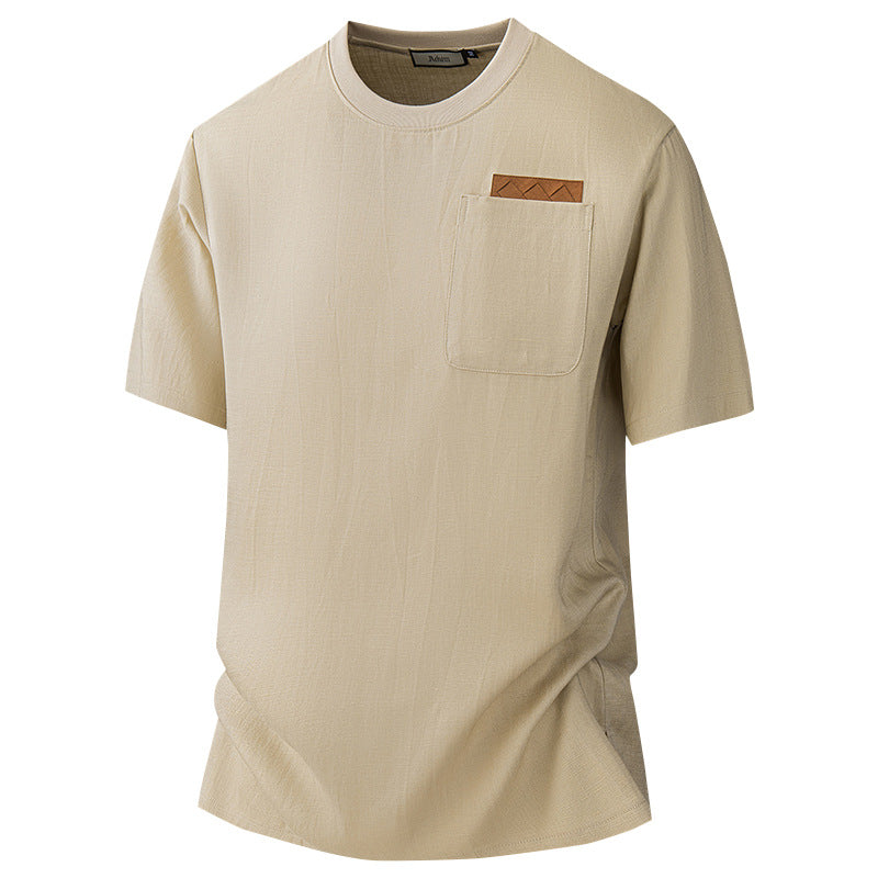 Men's Ice Silk Linen Blend T-Shirt | Lightweight Short Sleeve