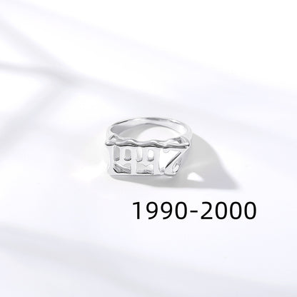Unisex Birth Year Date Ring – Stainless Steel, Gold, Platinum & Rose Gold