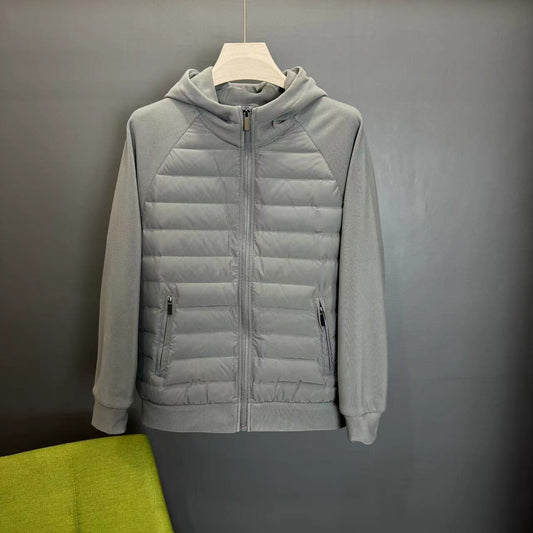 Men's Lightweight Hooded Down Jacket - Loose Fit Casual Winter Coat