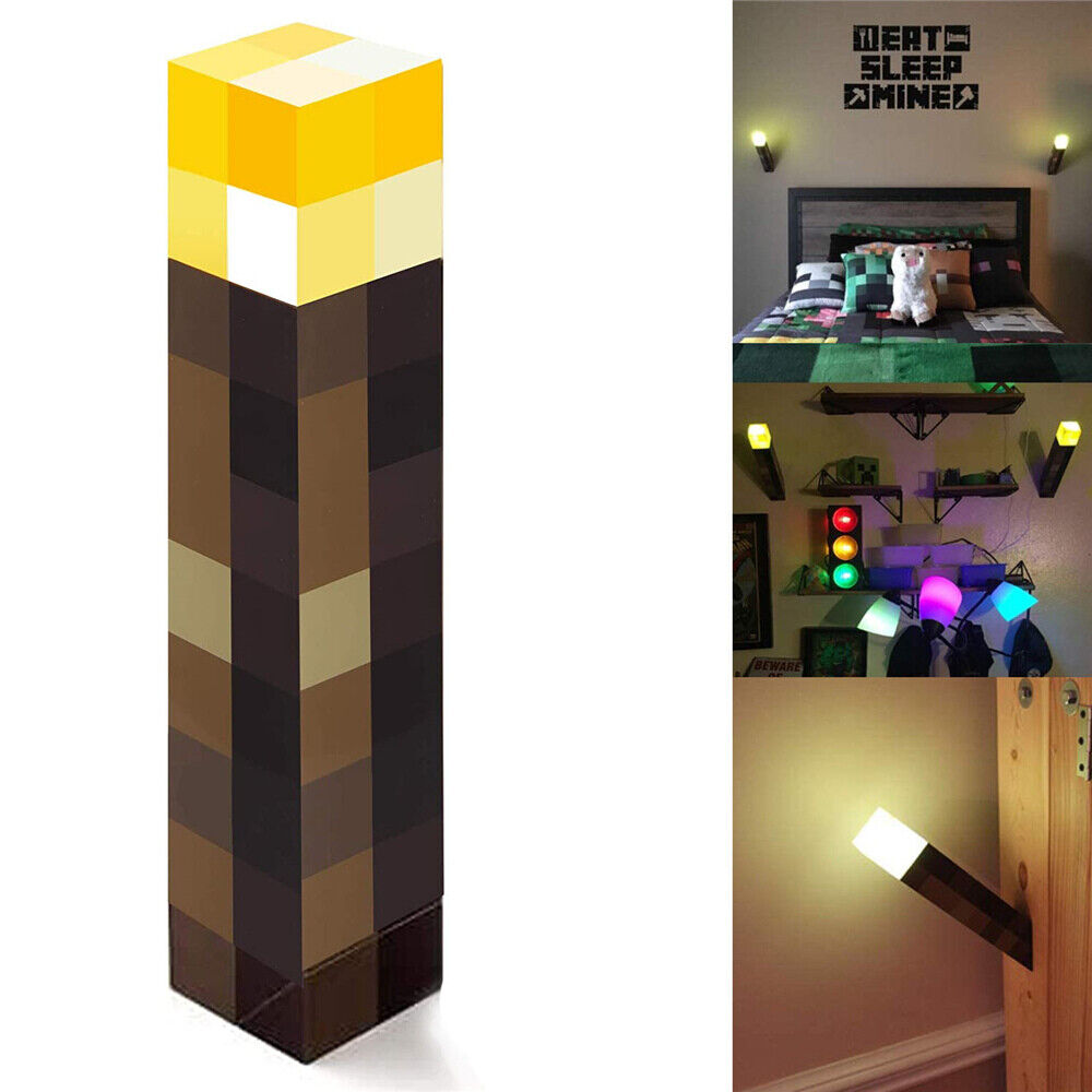 Pixel Game Torch LED Night Light | USB Rechargeable Kids Room Decor