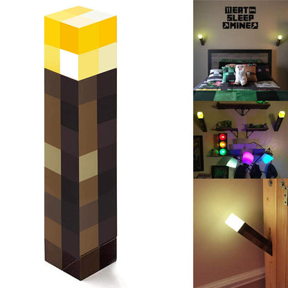 Pixel Game Torch LED Night Light | USB Rechargeable Kids Room Decor