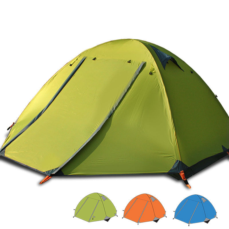 3-4 Person Double-Layer Camping Tent – Aluminium Pole Multi-Door Family Tent Orange, Green & Royal Blue