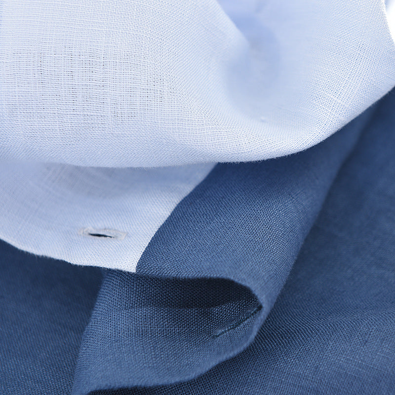 Men's Patchwork Linen Shirt | Loose Fit Short Sleeve | Sizes M–3XL