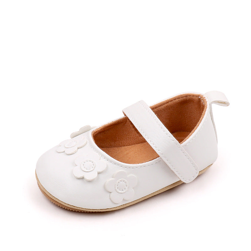Girls' Flower Soft-Sole Non-Slip Toddler Shoes | Princess PU Leather Baby Shoes