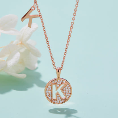 S925 Silver Moissanite Initial K Pendant Necklace