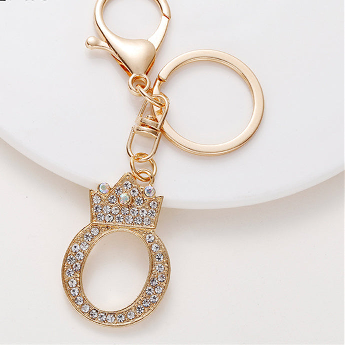 Crystal Crown Initial Letter Keychain A-Z