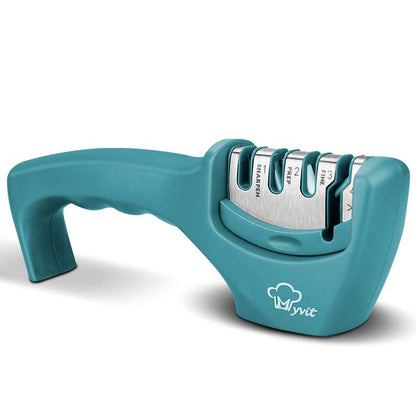 Knife Sharpener — Pull-Through Whetstone Sharpener with Tungsten Steel & Diamond Rods