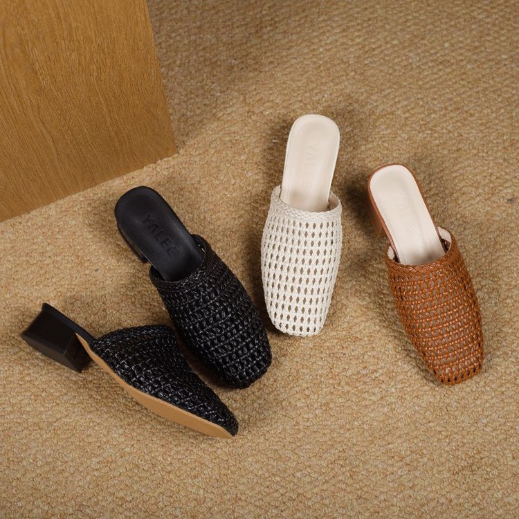 Women's Woven Upper Flat Sandals – Square Toe Casual | EU 35–40