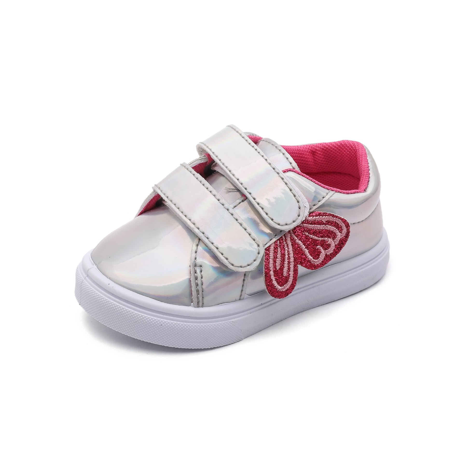 Girls' Silver Sequin Velcro Shoes | Cute Toddler & Kids Trainers