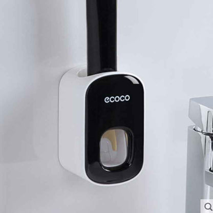 Wall-Mounted Automatic Toothpaste Dispenser & Toothbrush Holder Set