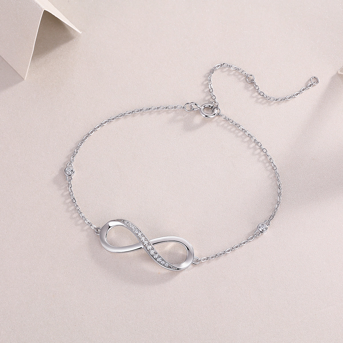 Moissanite Infinity Bracelet | 925 Sterling Silver Platinum-Plated | GRA Certified