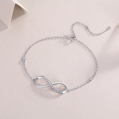Moissanite Infinity Bracelet | 925 Sterling Silver Platinum-Plated | GRA Certified