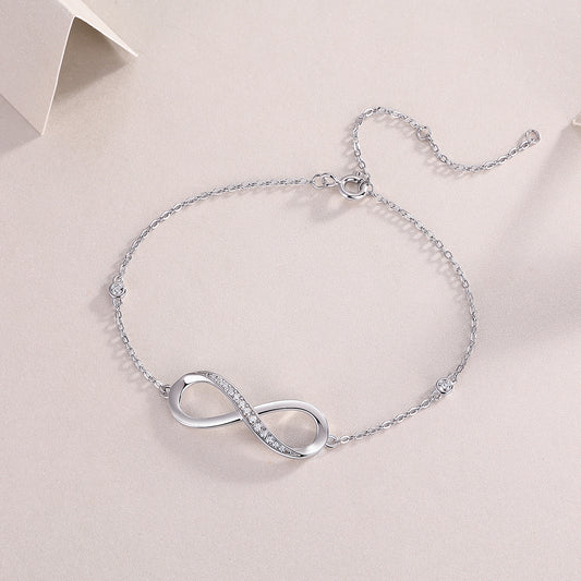 Moissanite Infinity Bracelet | 925 Sterling Silver Platinum-Plated | GRA Certified