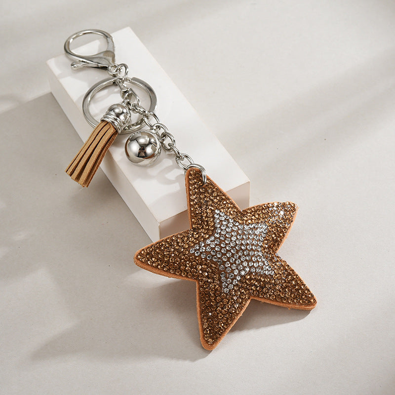 Velvet Pentagram Star Tassel Keychain | 8 Colours