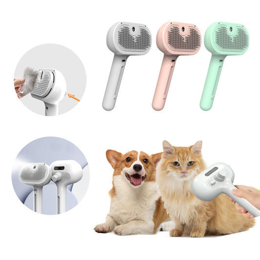 USB Rechargeable Self-Cleaning Pet Slicker Brush | Built-In Misting Spray