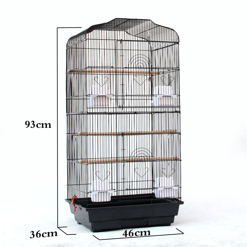 Large Parrot Bird Cage – Steel Wire Birdcage with Perches & Food Cups