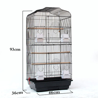 Large Parrot Bird Cage – Steel Wire Birdcage with Perches & Food Cups