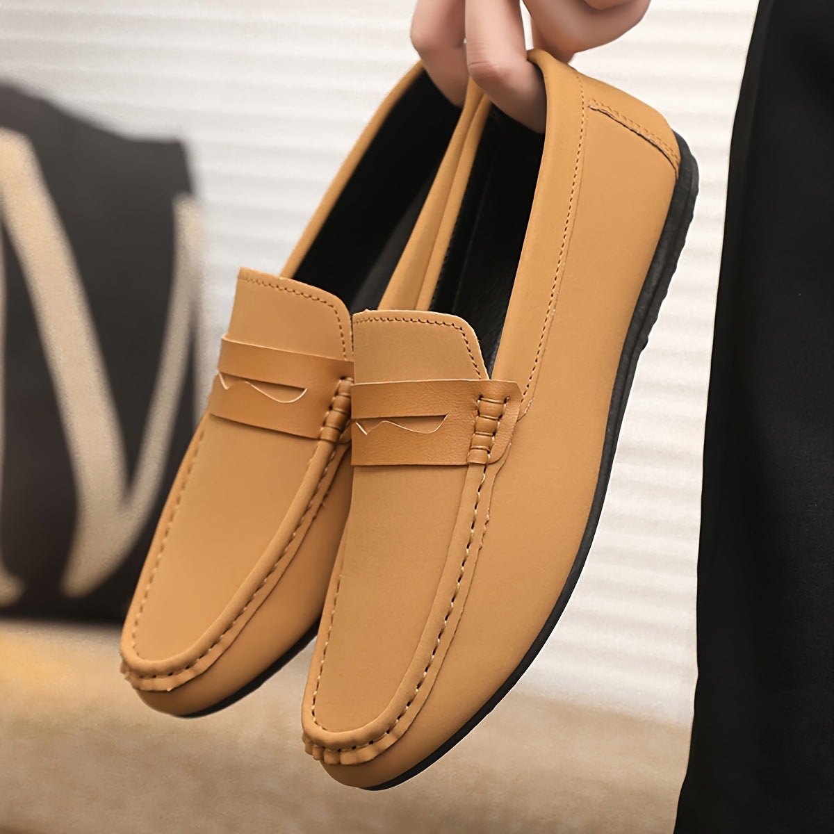 Men's Canvas Penny Loafer Slip-On Shoes | Sizes 24.5-28cm