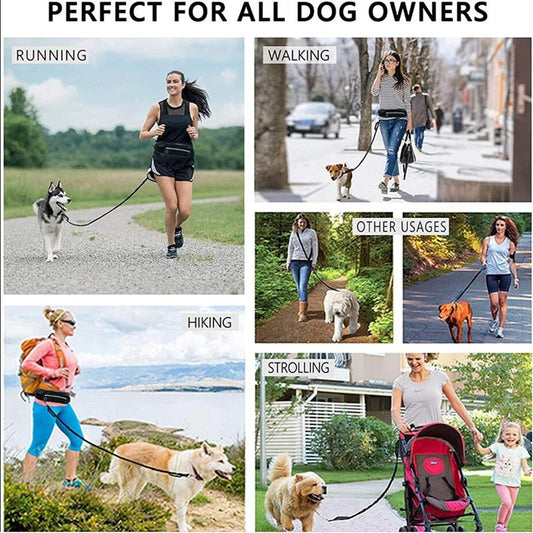 Hands-Free Dog Running Belt | Bungee Leash Waist Pack with Phone Pocket