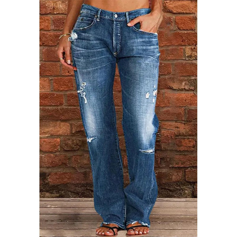 Women's High-Waist Loose Fit Jeans - Raw Hem, 10 Colours, S-5XL