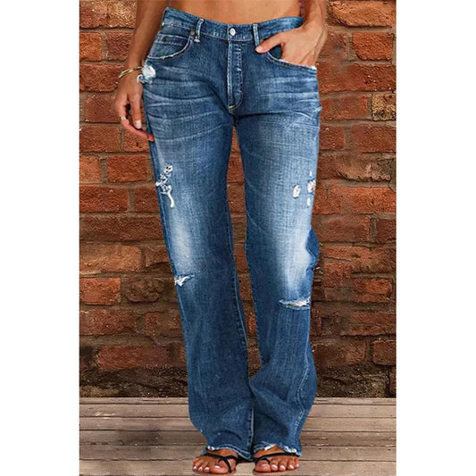 Women's High-Waist Loose Fit Jeans - Raw Hem, 10 Colours, S-5XL