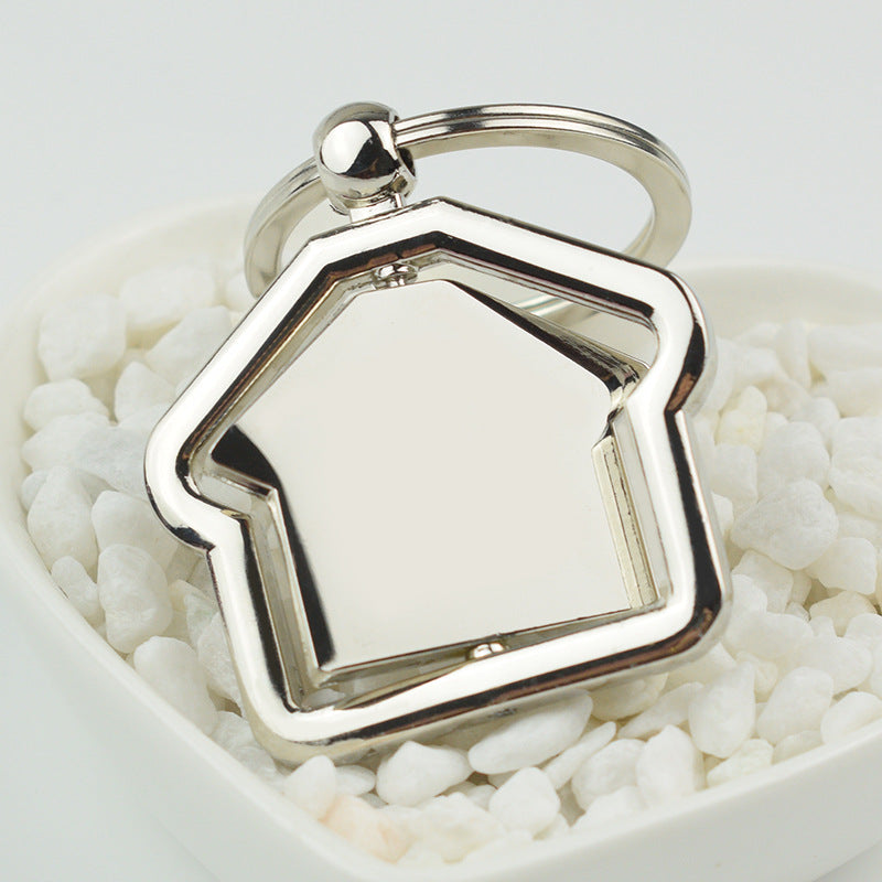 Rotating House Metal Keychain | Geometric Alloy Charm | JP Collections
